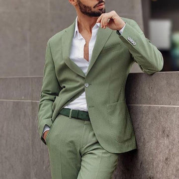 Aidase OL Single-Breasted Button Plain Men's Dress Suit Casual Solid Color Classic Print Blazer And Pants OL Office Male Suit Men's Set aidase-shop